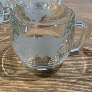 Vintage Nestle Nescafé 1970’s  Etched World Globe Glass Mugs